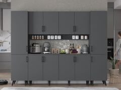 Della Kahve Köşesi Çok Amaçlı Dolap Kiler Mutfak Dolabı Füme Ücretsiz Kurulum Ölçü Seçenekli