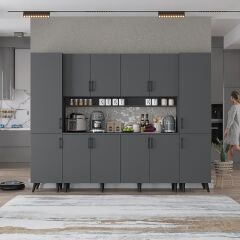 Della Kahve Köşesi Çok Amaçlı Dolap Kiler Mutfak Dolabı Füme Ücretsiz Kurulum Ölçü Seçenekli