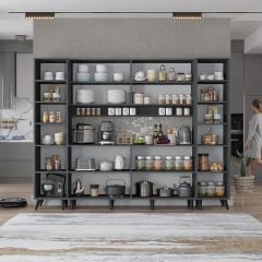 Della Kahve Köşesi Çok Amaçlı Dolap Kiler Mutfak Dolabı Füme Ücretsiz Kurulum Ölçü Seçenekli