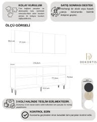 Aurelia Konsol  Tv Sehpası Çok Amaçlı Dolap 150 Cm Beyaz - Altın