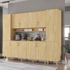 Della Kahve Köşesi Çok Amaçlı Dolap Kiler Mutfak Dolabı Meşe Ücretsiz Kurulum Ölçü Seçenekli