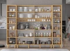 Della Kahve Köşesi Çok Amaçlı Dolap Kiler Mutfak Dolabı Meşe Ücretsiz Kurulum Ölçü Seçenekli