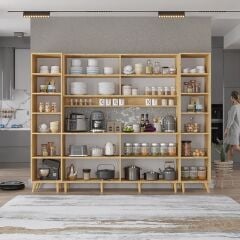 Della Kahve Köşesi Çok Amaçlı Dolap Kiler Mutfak Dolabı Meşe Ücretsiz Kurulum Ölçü Seçenekli