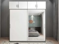 Porta Sürgü Kapaklı Dolap Gardırop Yüklüklü Füme Beyaz Ölçü Seçenekli- Montaj Dahil