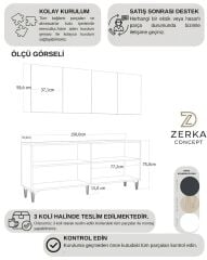 Aurelia Konsol  Tv Sehpası Çok Amaçlı Dolap 150 Cm Beyaz - Gümüş
