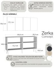 Vento Lazer Desenli Konsol Tv Sehpası Çok Amaçlı Dolap 150 Cm Antrasit