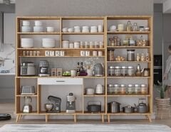 Gale Kahve Köşesi Çok Amaçlı Dolap Kiler Mutfak Dolabı Çam Beyaz Ücretsiz Kurulum  Ölçü Seçenekli