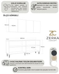 Milano Konsol  Tv Sehpası Çok Amaçlı Dolap 180 Cm Beyaz - Altın