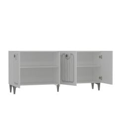 Milano Konsol  Tv Sehpası Çok Amaçlı Dolap 180 Cm Beyaz - Gümüş
