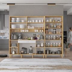 Gale Kahve Köşesi Çok Amaçlı Dolap Kiler Mutfak Dolabı Meşe Beyaz Ücretsiz Kurulum  Ölçü Seçenekli