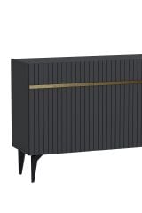 Fontana Lazer Pleksi Desen Konsol  Tv Sehpası Çok Amaçlı Dolap 180 Cm Antrasit - Altın