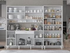 Gale Kahve Köşesi Çok Amaçlı Dolap Kiler Mutfak Dolabı Beyaz Ücretsiz Kurulum  Ölçü Seçenekli