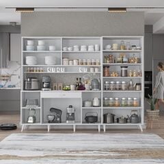 Gale Kahve Köşesi Çok Amaçlı Dolap Kiler Mutfak Dolabı Beyaz Ücretsiz Kurulum  Ölçü Seçenekli