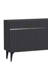 Fontana Lazer Pleksi Desen Konsol  Tv Sehpası Çok Amaçlı Dolap 180 Cm Antrasit - Gümüş