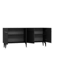 Fontana Lazer Pleksi Desen Konsol  Tv Sehpası Çok Amaçlı Dolap 180 Cm Antrasit - Gümüş