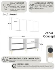 Fontana Lazer Pleksi Desen Konsol  Tv Sehpası Çok Amaçlı Dolap 180 Cm Antrasit - Gümüş