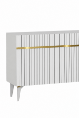 Fontana Lazer Pleksi Desen Konsol  Tv Sehpası Çok Amaçlı Dolap 180 Cm Beyaz- Altın