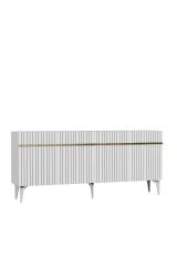 Fontana Lazer Pleksi Desen Konsol  Tv Sehpası Çok Amaçlı Dolap 180 Cm Beyaz- Altın