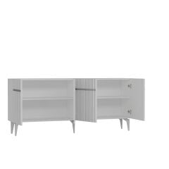 Fontana Lazer Pleksi Desen Konsol  Tv Sehpası Çok Amaçlı Dolap 180 Cm Beyaz - Gümüş