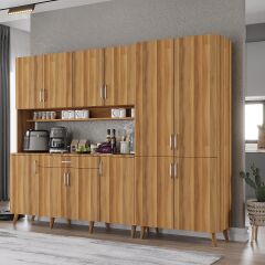 Gale Kahve Köşesi Çok Amaçlı Dolap Kiler Mutfak Dolabı Ceviz Ücretsiz Kurulum  Ölçü Seçenekli