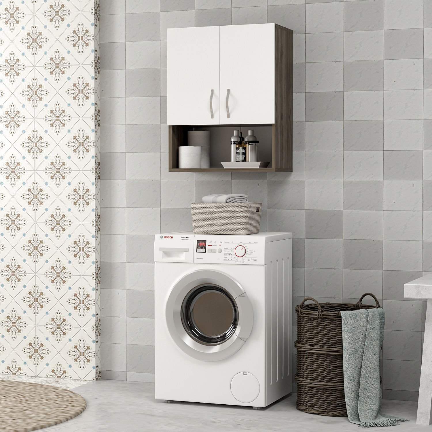 Çağlayan Banyo Dolabı Ceviz Beyaz
