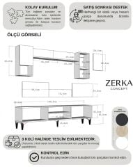 Bellagio Lazer Desenli Tv Ünitesi Takımı 180 cm - Antrasit - Altın