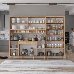 Gale Kahve Köşesi Çok Amaçlı Dolap Kiler Mutfak Dolabı Çam Ücretsiz Kurulum Ölçü Seçenekli