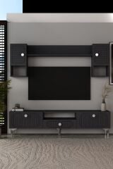 Bellagio Lazer Desenli Tv Ünitesi Takımı 180 cm - Antrasit - Gümüş