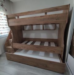 Angers Mdf  Yavrulu 3 lü Ranza Ceviz Ücretsiz Kurulum