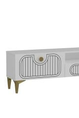 Bellagio Lazer Desenli Tv Ünitesi Takımı 180 cm - Beyaz - Altın