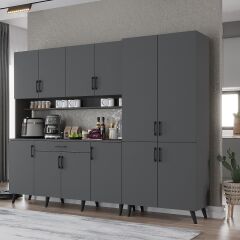 Gale Kahve Köşesi Çok Amaçlı Dolap Kiler Mutfak Dolabı Füme Ücretsiz Kurulum Ölçü Seçenekli