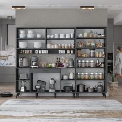 Gale Kahve Köşesi Çok Amaçlı Dolap Kiler Mutfak Dolabı Füme Ücretsiz Kurulum Ölçü Seçenekli