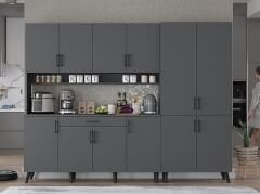 Gale Kahve Köşesi Çok Amaçlı Dolap Kiler Mutfak Dolabı Füme Ücretsiz Kurulum Ölçü Seçenekli