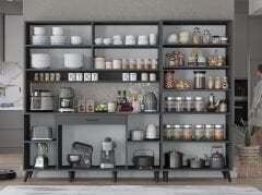 Gale Kahve Köşesi Çok Amaçlı Dolap Kiler Mutfak Dolabı Füme Ücretsiz Kurulum Ölçü Seçenekli