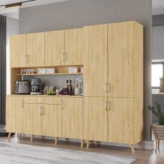 Gale Kahve Köşesi Çok Amaçlı Dolap Kiler Mutfak Dolabı Meşe Ücretsiz Kurulum Ölçü Seçenekli