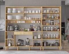 Gale Kahve Köşesi Çok Amaçlı Dolap Kiler Mutfak Dolabı Meşe Ücretsiz Kurulum Ölçü Seçenekli