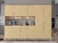 Gale Kahve Köşesi Çok Amaçlı Dolap Kiler Mutfak Dolabı Meşe Ücretsiz Kurulum Ölçü Seçenekli