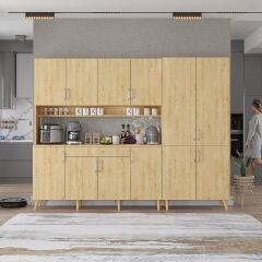 Gale Kahve Köşesi Çok Amaçlı Dolap Kiler Mutfak Dolabı Meşe Ücretsiz Kurulum Ölçü Seçenekli