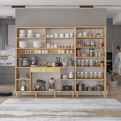 Gale Kahve Köşesi Çok Amaçlı Dolap Kiler Mutfak Dolabı Meşe Ücretsiz Kurulum Ölçü Seçenekli