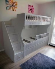 Zaragoza Tamamı Mdf Lake Boyalı Yavrulu 3 lü Ranza Beyaz Ücretsiz Kurulum