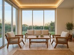 Veranda Masif Gürgen Ahşap Bahçe Balkon Teras Koltuk Takımı 3+1+1+Masa