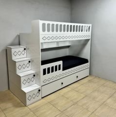 Pretty Yavrulu Seyyar Merdivenli Ranza - Kurulum Dahil - Beyaz