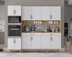 Lora Kahve Köşesi Çok Amaçlı Dolap Kiler Mutfak Dolabı Çam Beyaz Ücretsiz Kurulum Ölçü Seçenekli