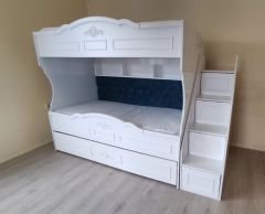 Santander Tamamı Mdf Lake Boyalı Yavrulu 3 lü Dekoratif Ranza Beyaz Ücretsiz Kurulum