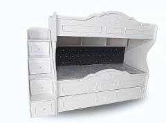 Santander Tamamı Mdf Lake Boyalı Yavrulu 3 lü Dekoratif Ranza Beyaz Ücretsiz Kurulum