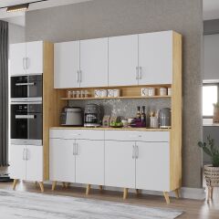 Lora Kahve Köşesi Çok Amaçlı Dolap Kiler Mutfak Dolabı Meşe Beyaz Ücretsiz Kurulum Ölçü Seçenekli