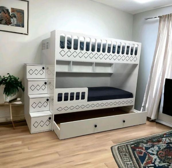 Petit Yavrulu Seyyar Merdivenli Ranza - Kurulum Dahil - Beyaz