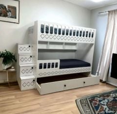 Petit Yavrulu Seyyar Merdivenli Ranza - Kurulum Dahil - Beyaz