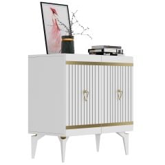 Mabel Konsol Tv Sehpası Çok Amaçlı Dolap 75 cm Beyaz - Altın