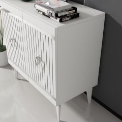 Mabel Konsol Tv Sehpası Çok Amaçlı Dolap 75 cm Beyaz - Gümüş